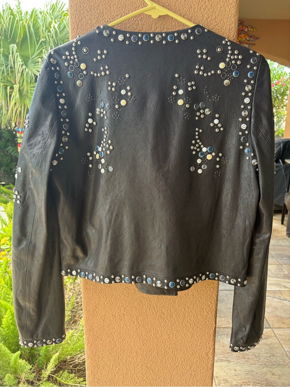 Waaay COOL VTG Diane Von Furstenberg Black Leather Studded Moto Jacket SZ 12 - Picture 5 of 7